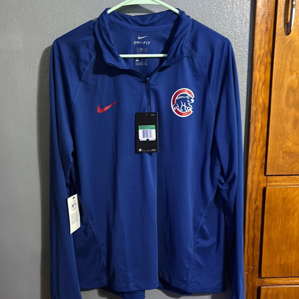 Nike Blue Dri-FIT Jacket with Red Swoosh